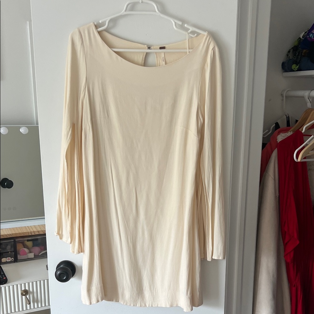 Free People Cream Long Sleeve Dress